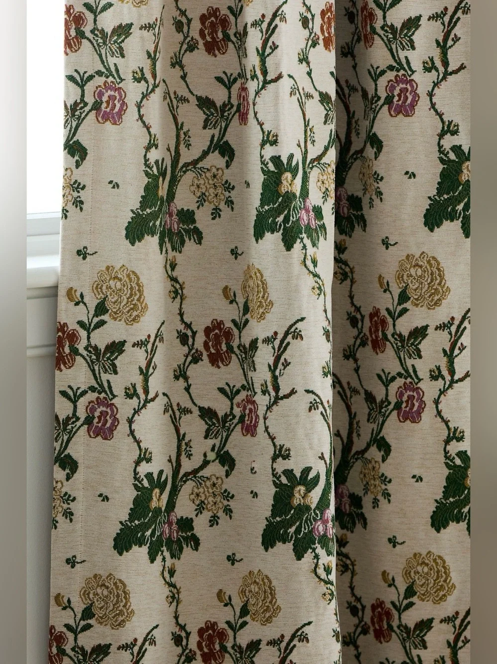 Anthropologie Jensine Floral Woven Jacquard Curtains, Set of 2 Panels, 50x84